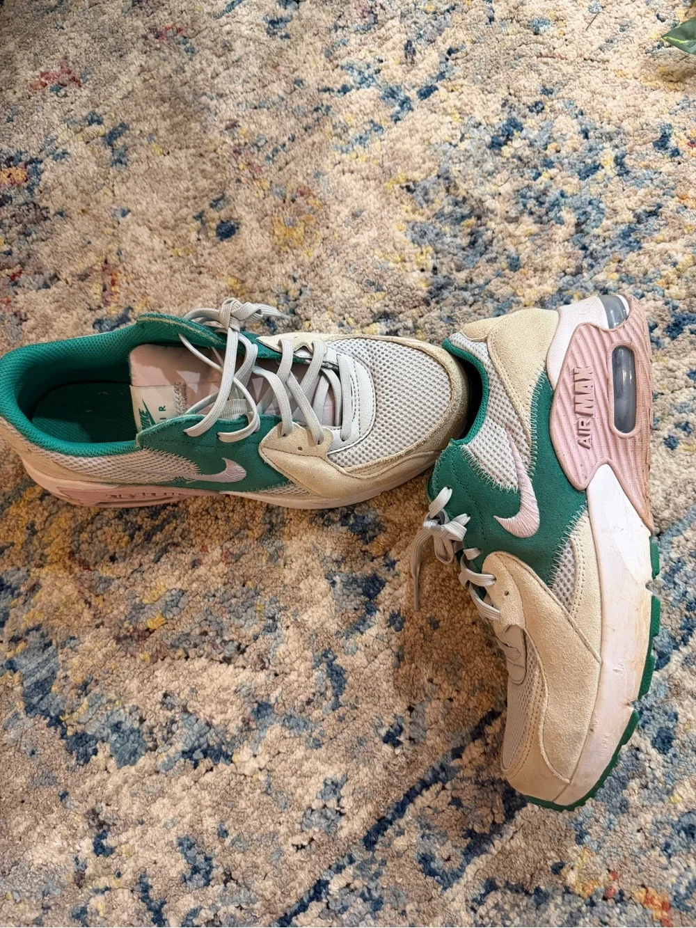 Nike White and Teal Retro Air Sneakers